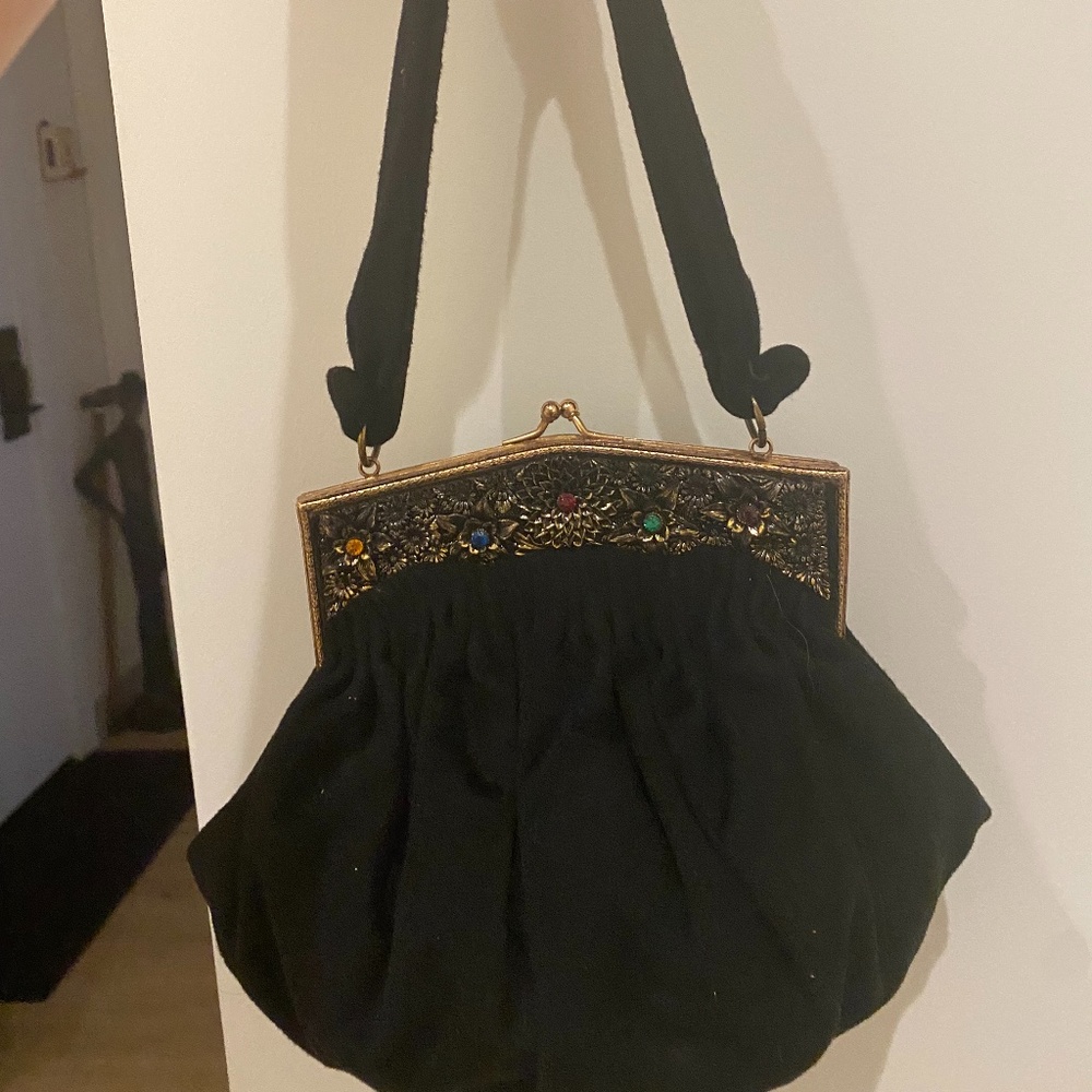 PARIS CHARLET -  Black Evening Clutch with jewels